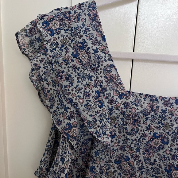 Mango Floral Blue Women's Top - Picture 2 of 5